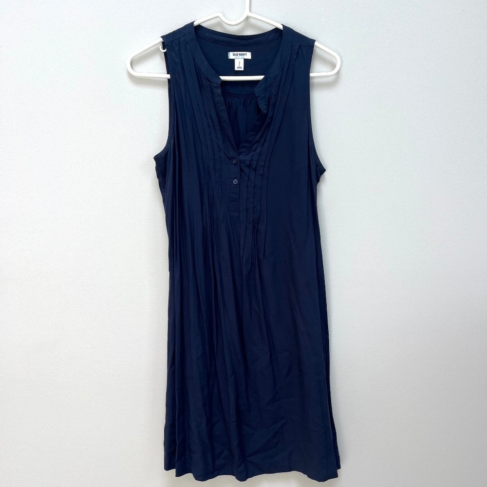 Old Navy Women's Size Small Dark Navy Pintuck Pleated Shift Dress
